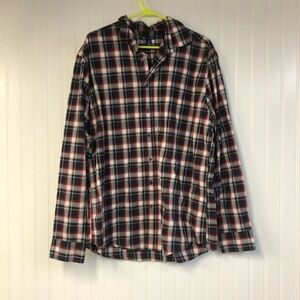 Gap Men's Black and Red Plaid Long Sleeve Button Down Shirt XL Classic Fit